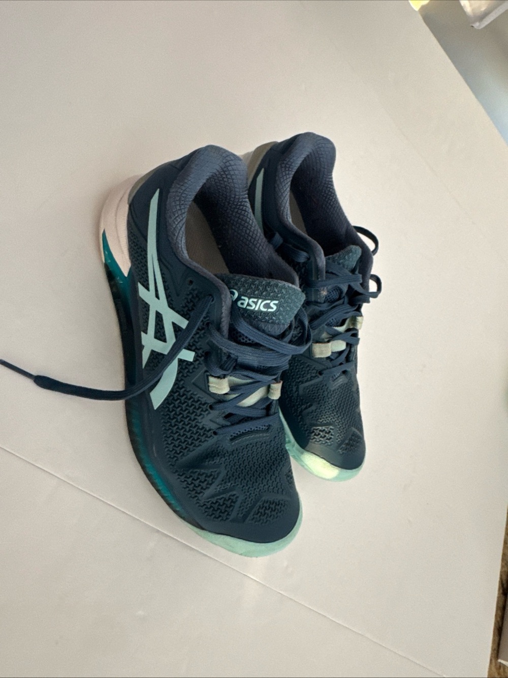 ASICS Women's Navy with Mint Athletic Running Shoes